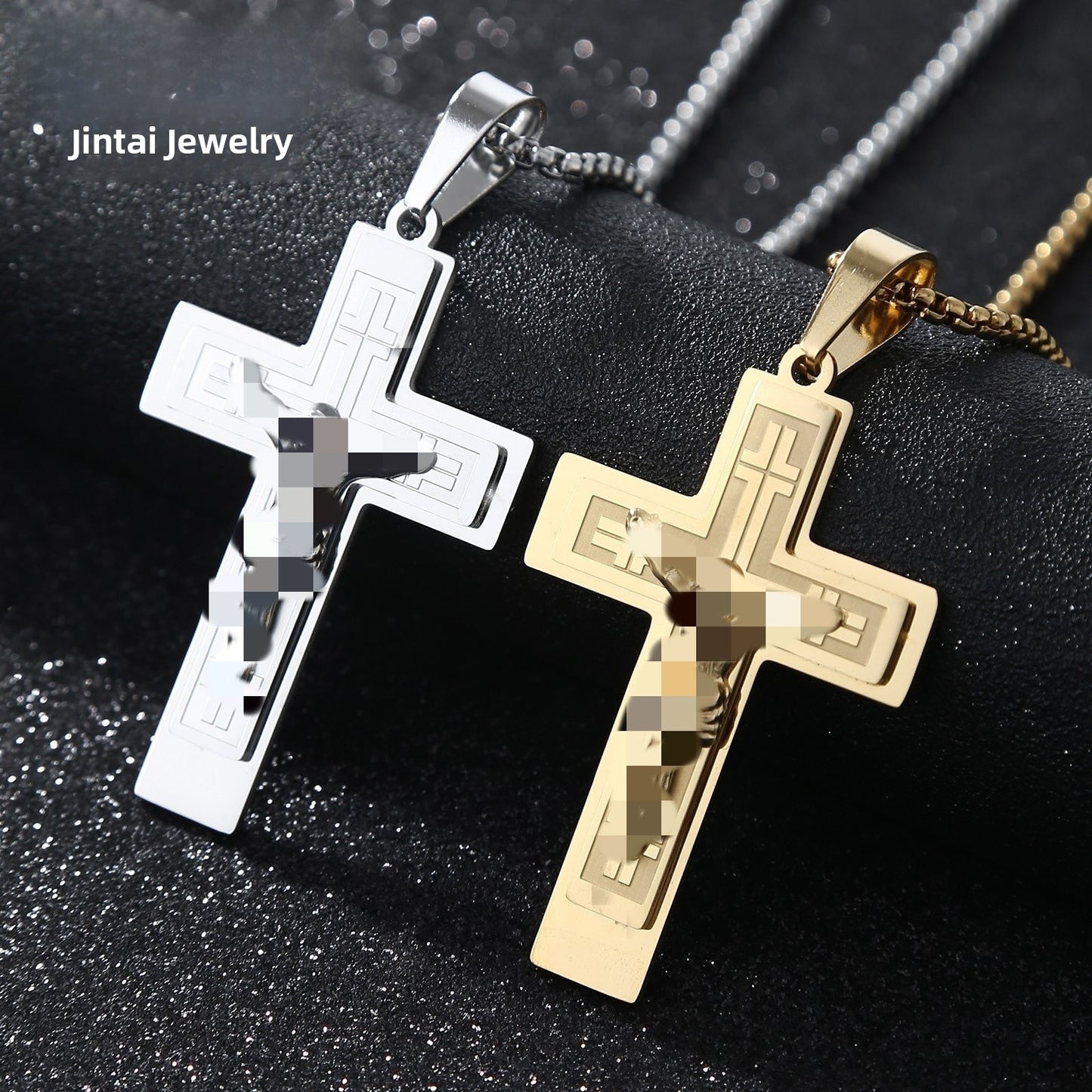 Men's Cross Pendant In 304 Stainless Steel With Steel Color Finish