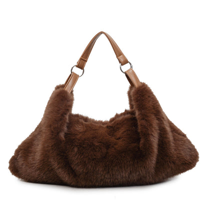 Solid Color Square Plush Shoulder Bag For Women With Sewing Thread Detail And Single Shoulder Strap, Perfect For Summer