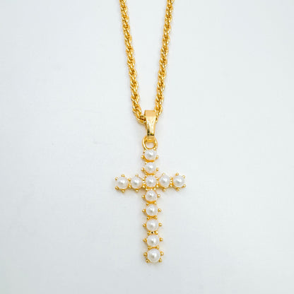 Vintage Style Cross Pendant Necklace For Women With 18K Real Gold Plated Copper Pendant And Cable Chain