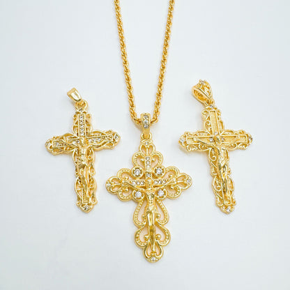 Vintage Style Cross Pendant Necklace For Women With 18K Real Gold Plated Copper Pendant And Cable Chain