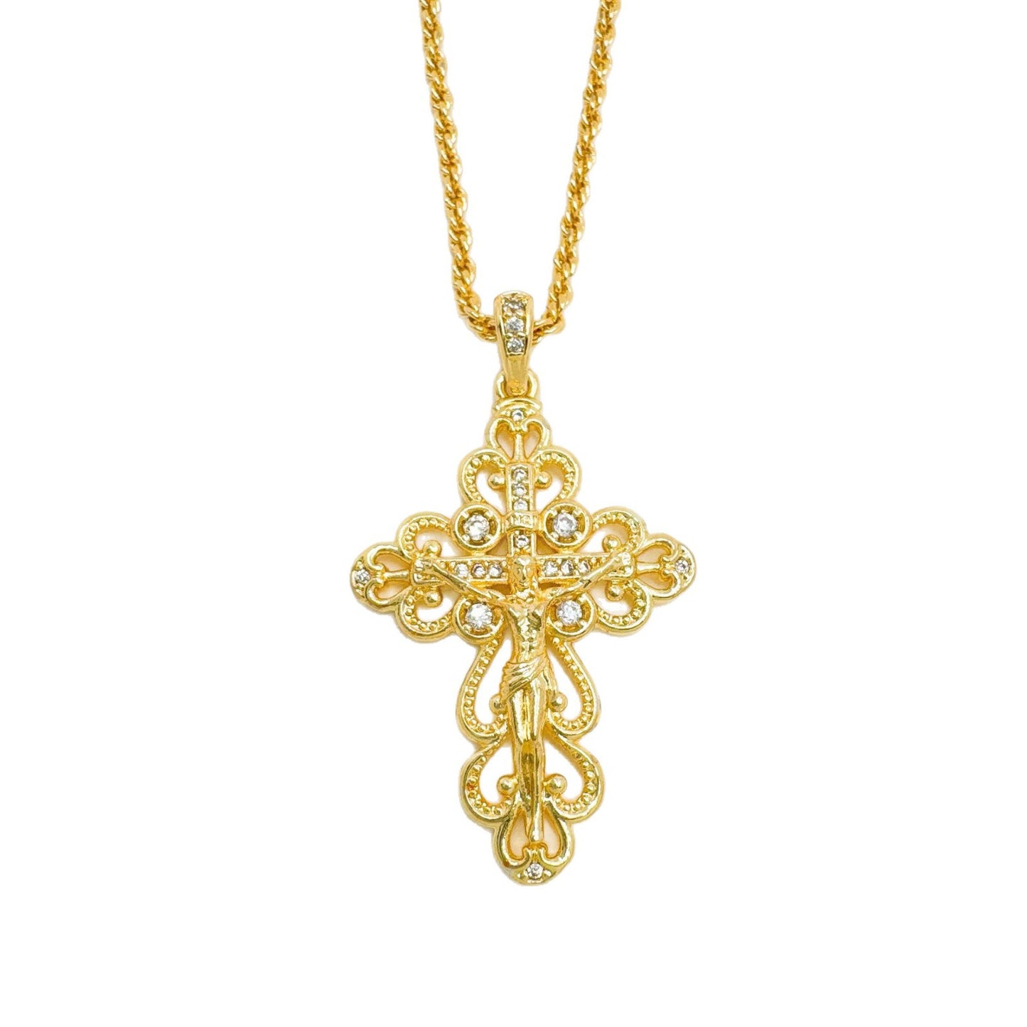 Vintage Style Cross Pendant Necklace For Women With 18K Real Gold Plated Copper Pendant And Cable Chain