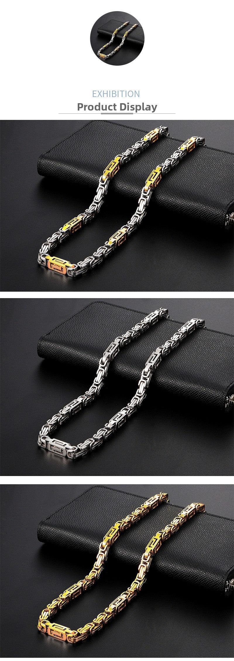 Geometric Necklace In Steel Color Featuring Titanium Steel Twisted Rope Chain And Pendant