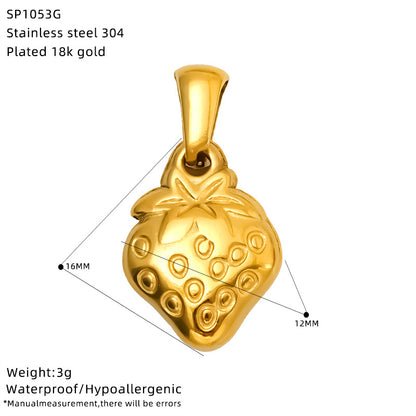 Fruit Pendant In 304 Stainless Steel With 18K Real Gold Plated PVD Coating, Available In Gold