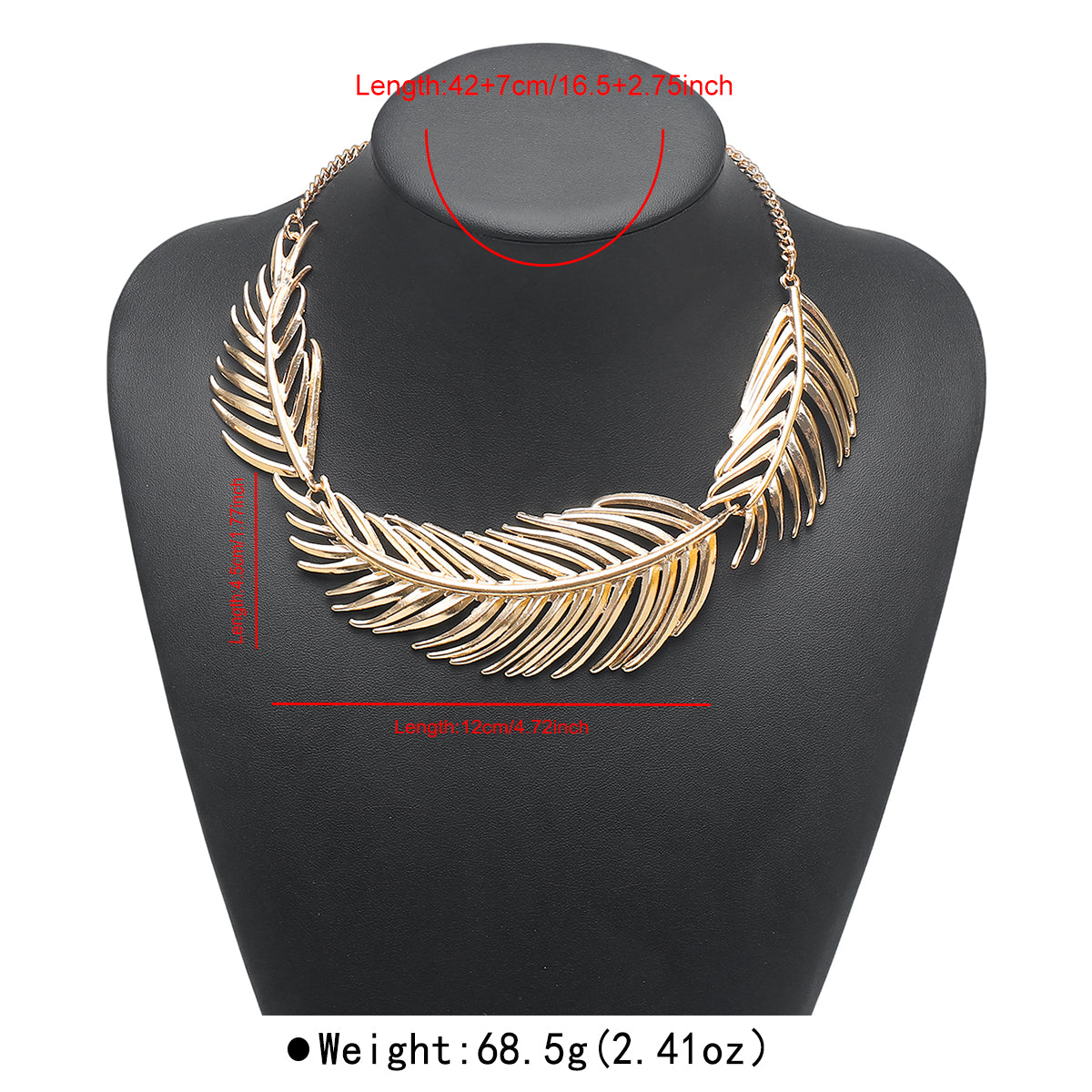 Exaggerated Leaves Necklace For Women With Golden Plated Alloy And Regular Chain