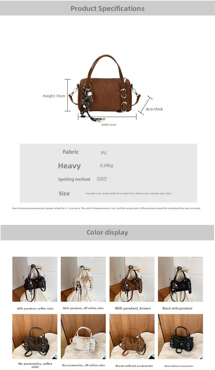 Splicing Pillow Shape Bag In PU Leather With Sewing Thread Detail, Featuring Top Handle, Perfect For Autumn And Winter