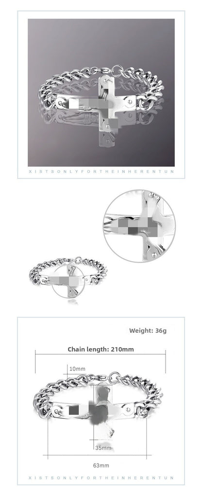 Men's Quadrilateral Pendant In Titanium Steel With Steel Color, Perfect For Spring Wear
