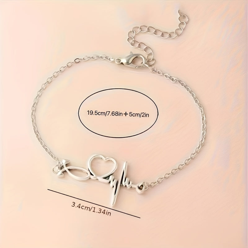 Romantic Heart Shape Electroplated Bracelet For Women With 201 Stainless Steel Box Chain