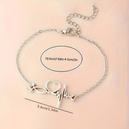 Romantic Heart Shape Electroplated Bracelet For Women With 201 Stainless Steel Box Chain