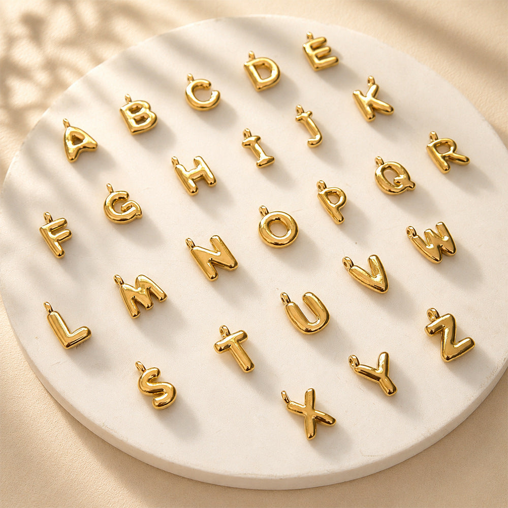 Letter Pendant Made Of 304 Stainless Steel With Electroplated 18K Real Gold Plating In Gold Color For DIY Jewelry