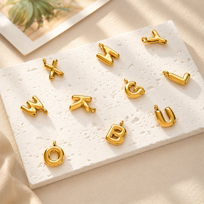 Letter Pendant Made Of 304 Stainless Steel With Electroplated 18K Real Gold Plating In Gold Color For DIY Jewelry