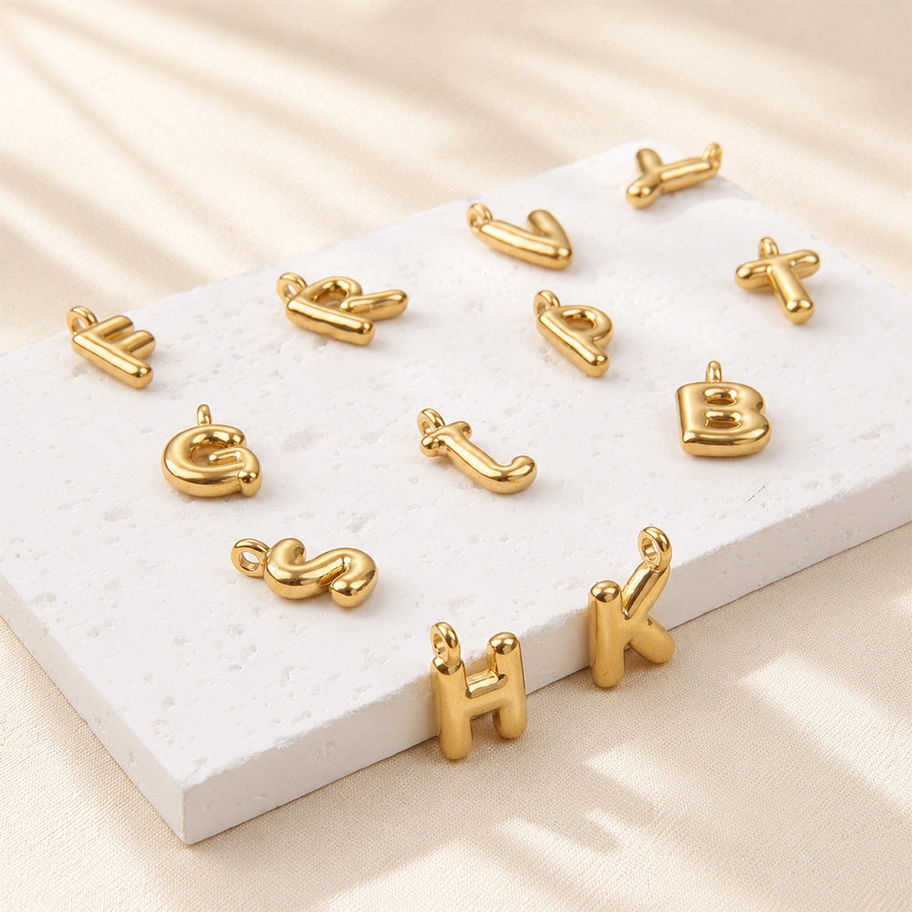 Letter Pendant Made Of 304 Stainless Steel With Electroplated 18K Real Gold Plating In Gold Color For DIY Jewelry