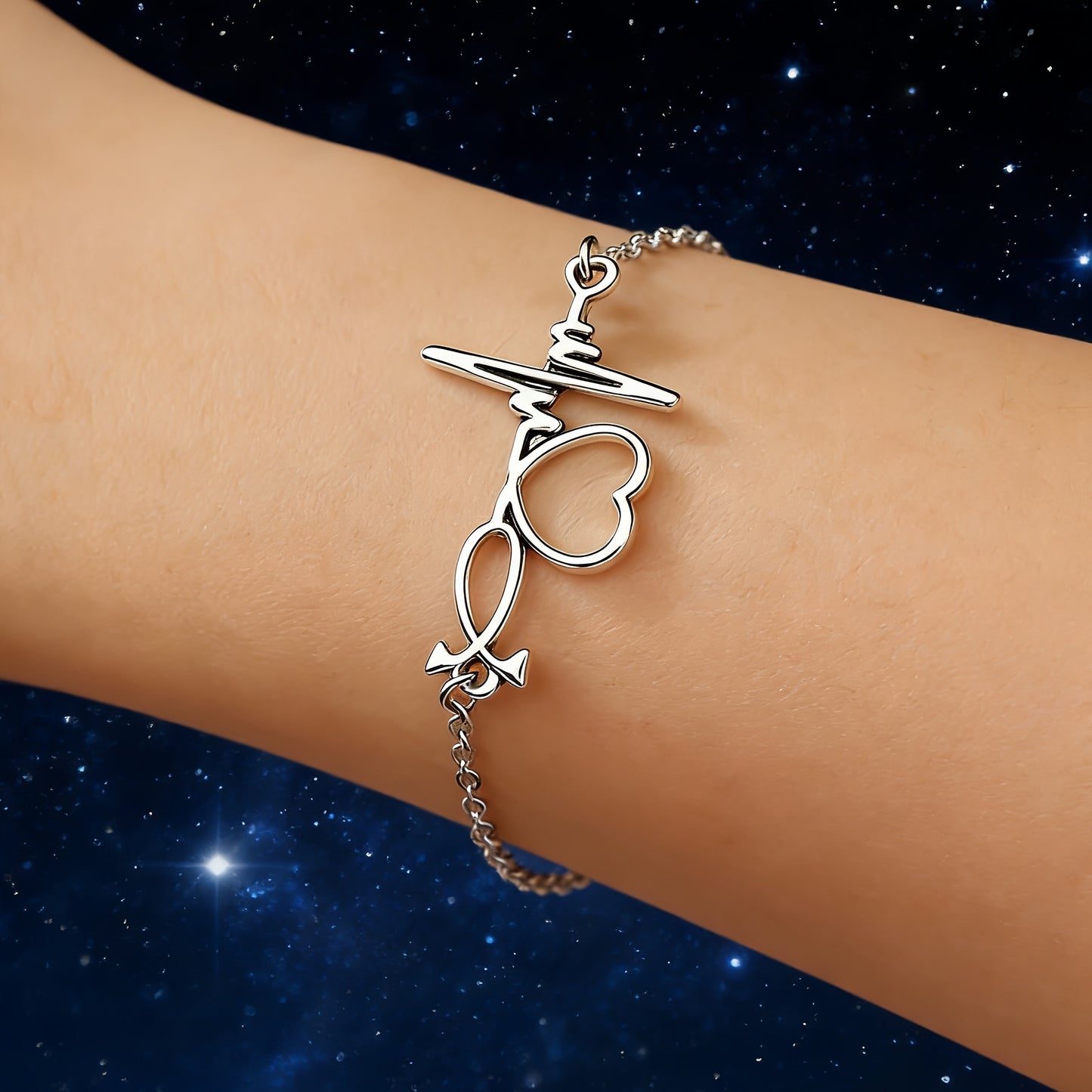 Romantic Heart Shape Electroplated Bracelet For Women With 201 Stainless Steel Box Chain