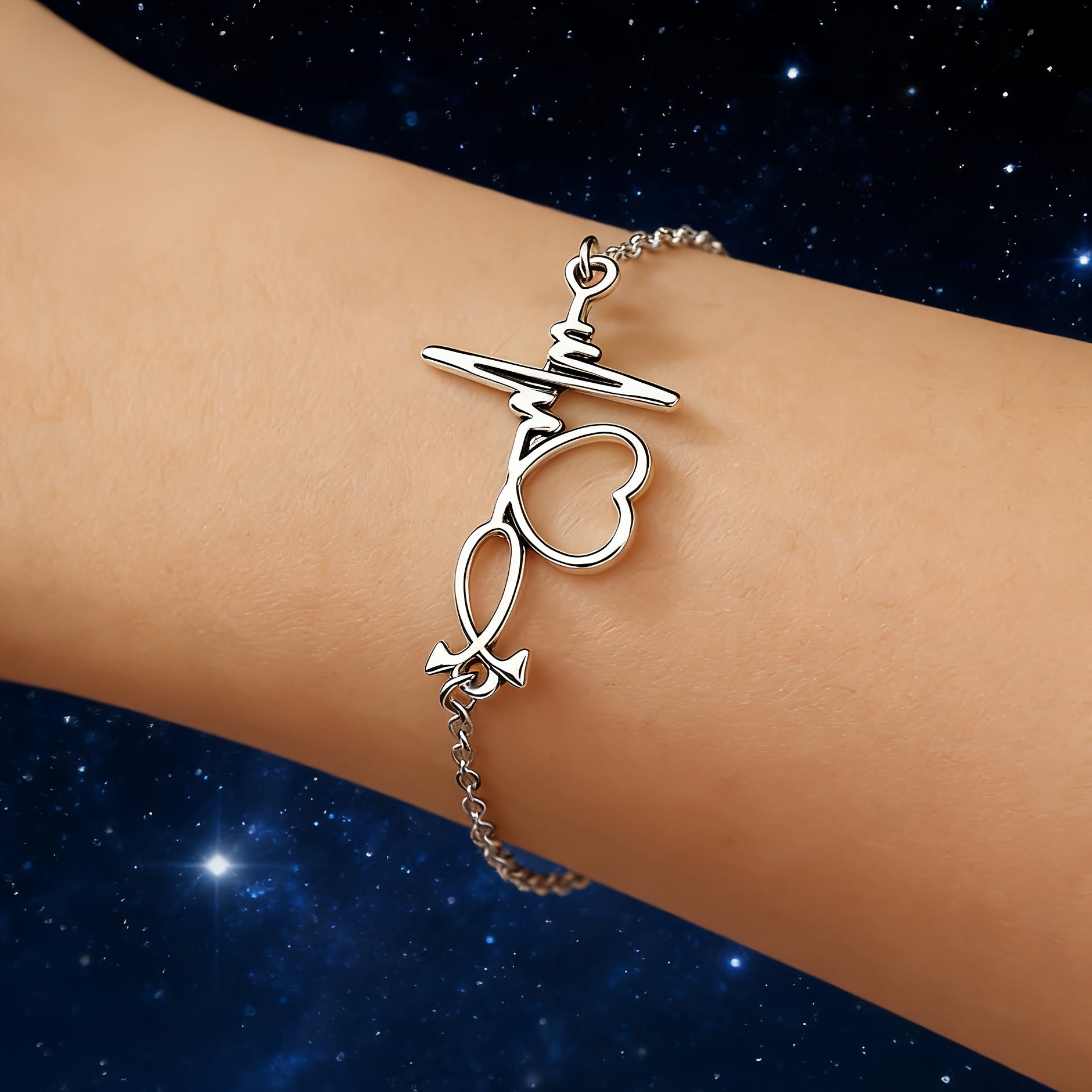 Romantic Heart Shape Electroplated Bracelet For Women With 201 Stainless Steel Box Chain