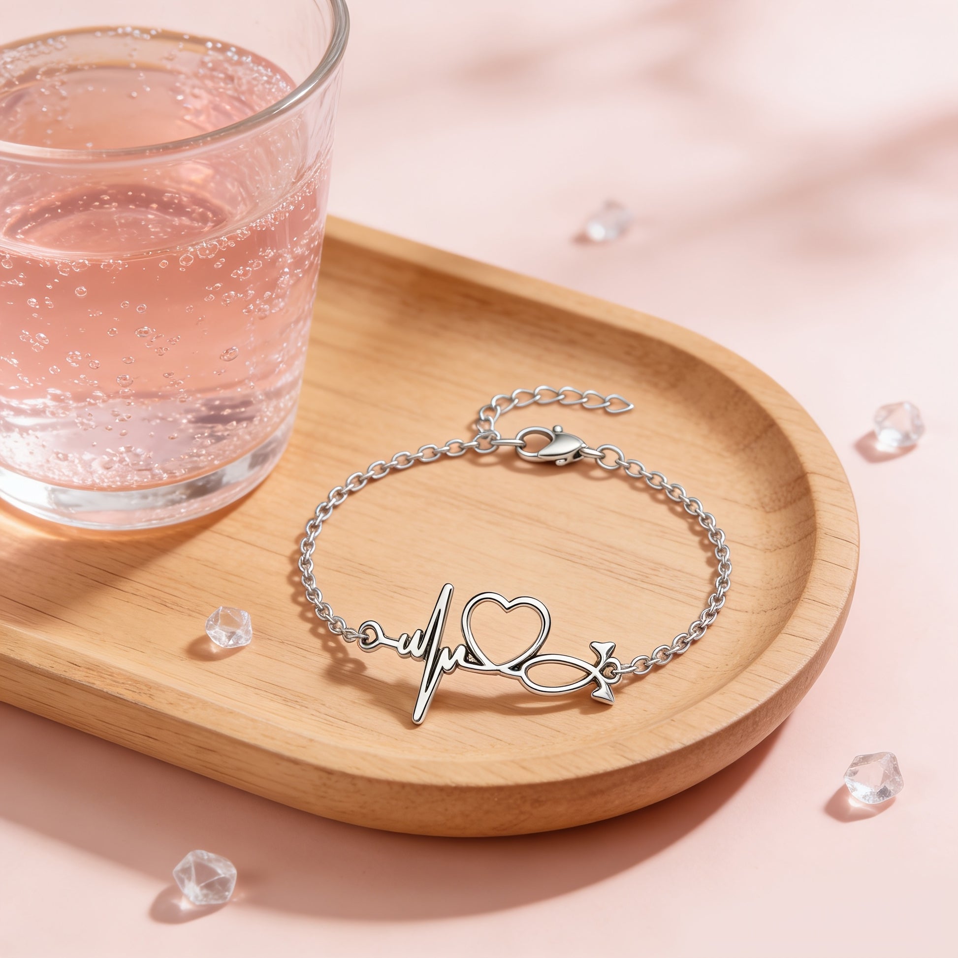 Romantic Heart Shape Electroplated Bracelet For Women With 201 Stainless Steel Box Chain