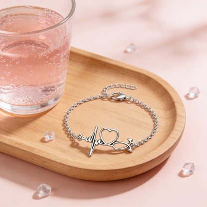 Romantic Heart Shape Electroplated Bracelet For Women With 201 Stainless Steel Box Chain