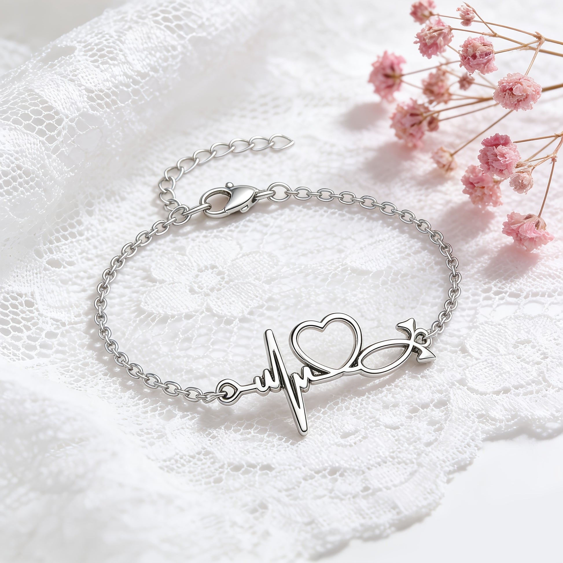 Romantic Heart Shape Electroplated Bracelet For Women With 201 Stainless Steel Box Chain