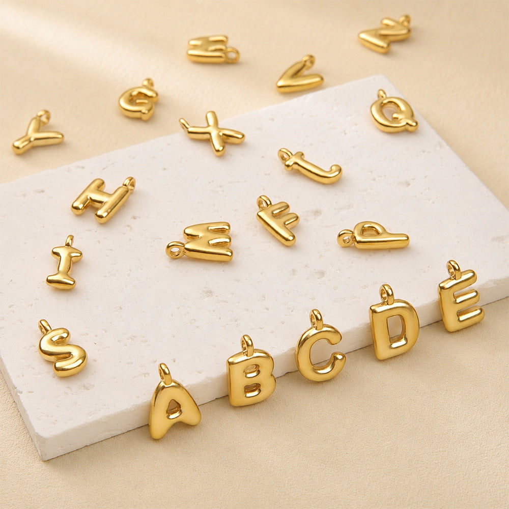 Letter Pendant Made Of 304 Stainless Steel With Electroplated 18K Real Gold Plating In Gold Color For DIY Jewelry