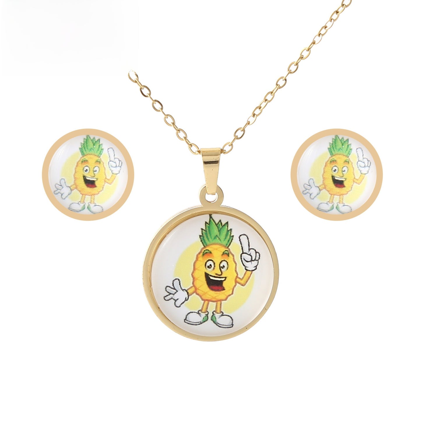 Cartoon Style Pendant Featuring A Cartoon Character, 1 Set Crafted From 304 Stainless Steel With 18K Real Gold Electroplated Coating