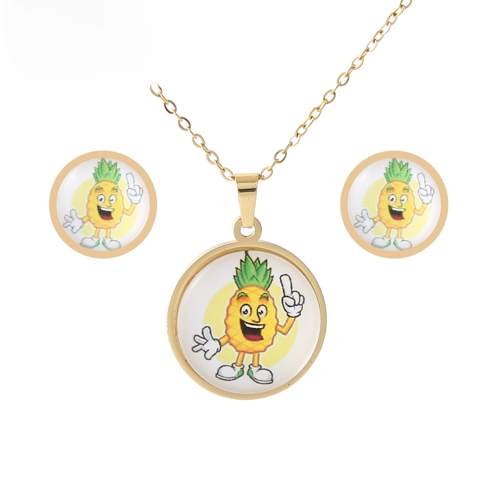 Cartoon Style Pendant Featuring A Cartoon Character, 1 Set Crafted From 304 Stainless Steel With 18K Real Gold Electroplated Coating