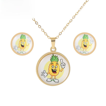Cartoon Style Pendant Featuring A Cartoon Character, 1 Set Crafted From 304 Stainless Steel With 18K Real Gold Electroplated Coating