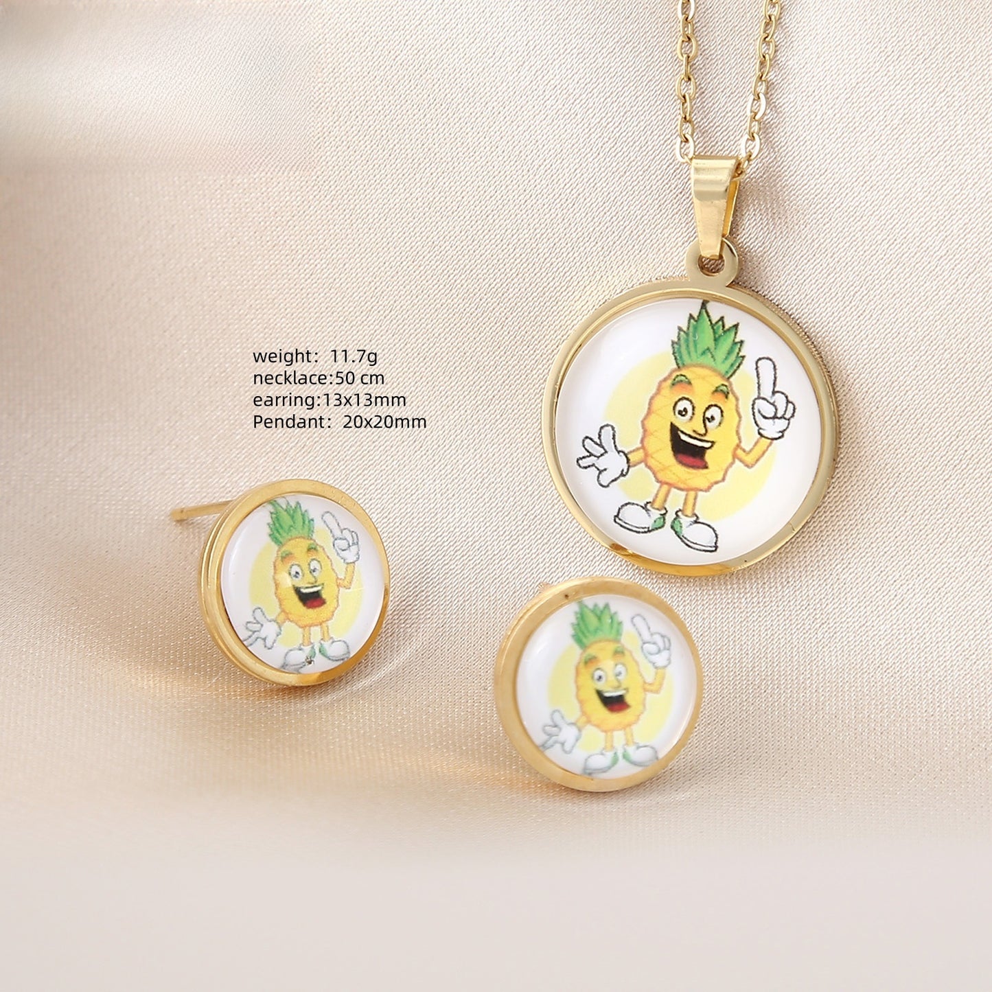 Cartoon Style Pendant Featuring A Cartoon Character, 1 Set Crafted From 304 Stainless Steel With 18K Real Gold Electroplated Coating