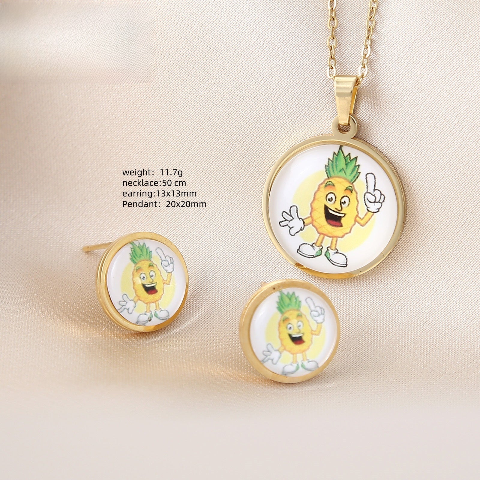 Cartoon Style Pendant Featuring A Cartoon Character, 1 Set Crafted From 304 Stainless Steel With 18K Real Gold Electroplated Coating