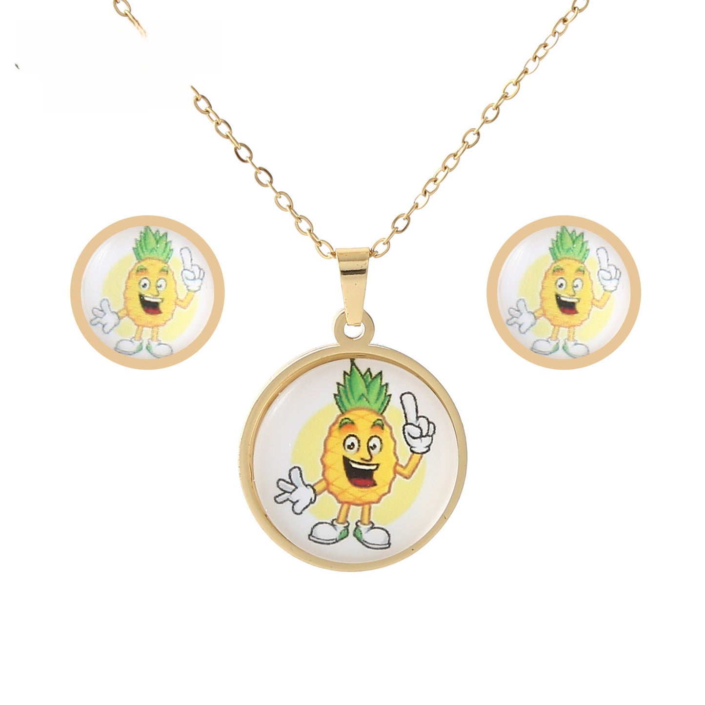 Cartoon Style Pendant Featuring A Cartoon Character, 1 Set Crafted From 304 Stainless Steel With 18K Real Gold Electroplated Coating