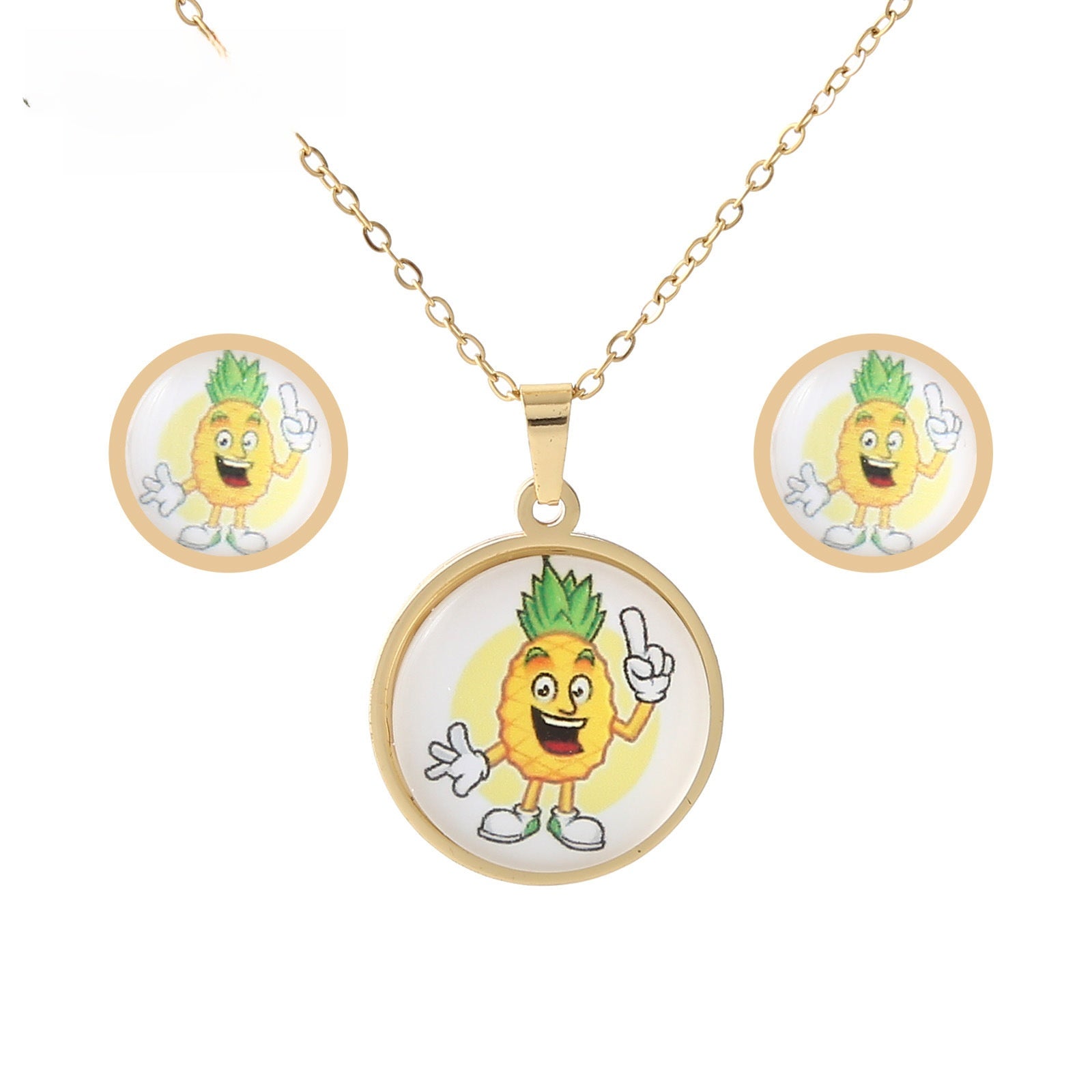 Cartoon Style Pendant Featuring A Cartoon Character, 1 Set Crafted From 304 Stainless Steel With 18K Real Gold Electroplated Coating
