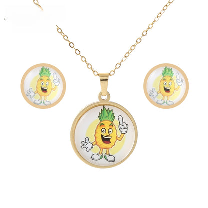 Cartoon Style Pendant Featuring A Cartoon Character, 1 Set Crafted From 304 Stainless Steel With 18K Real Gold Electroplated Coating