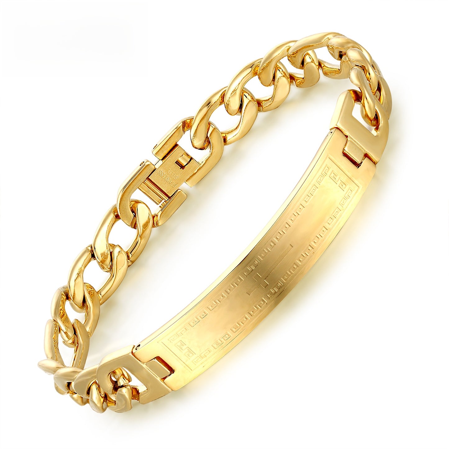 Geometric Men's Bracelet In Titanium Steel With Electroplated Gold Plating Process