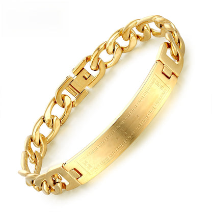 Geometric Men's Bracelet In Titanium Steel With Electroplated Gold Plating Process