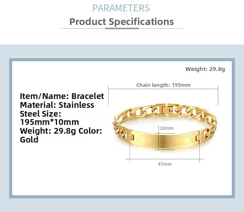 Geometric Men's Bracelet In Titanium Steel With Electroplated Gold Plating Process