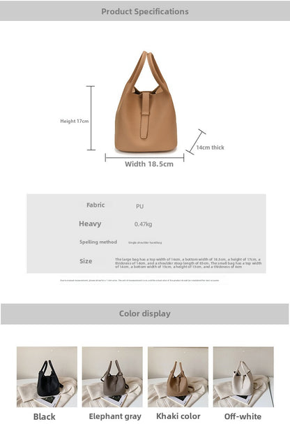 Women’s PU Leather Splicing Bucket Crossbody Bag With Sewing Thread Detail, Perfect For Autumn