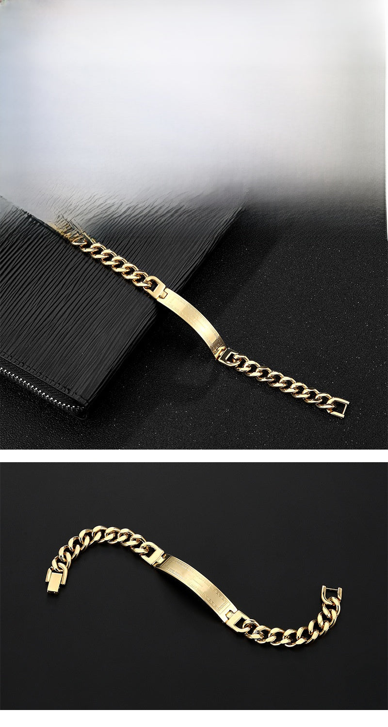 Geometric Men's Bracelet In Titanium Steel With Electroplated Gold Plating Process