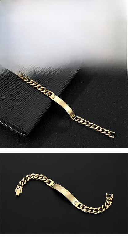 Geometric Men's Bracelet In Titanium Steel With Electroplated Gold Plating Process