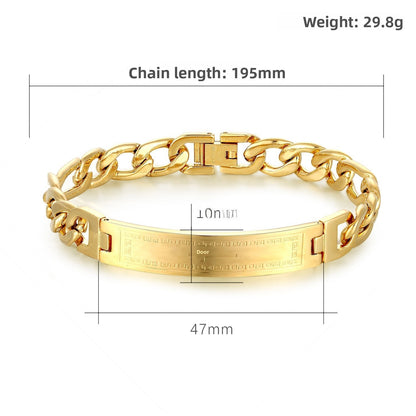Geometric Men's Bracelet In Titanium Steel With Electroplated Gold Plating Process