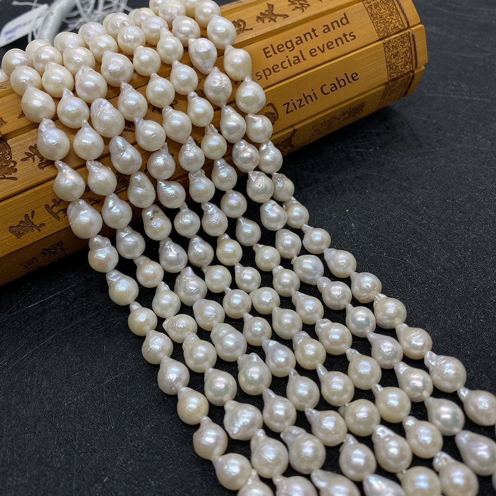 Polished Freshwater Pearl Beads With 8mm Diameter Featuring Baroque Pearl Inlay In White
