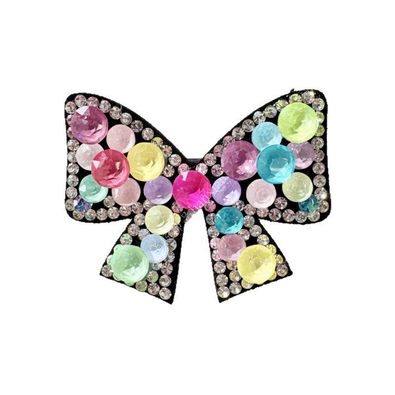 Bow Tie BB Clips Hairpin For Women With Rhinestones In Natural Pink
