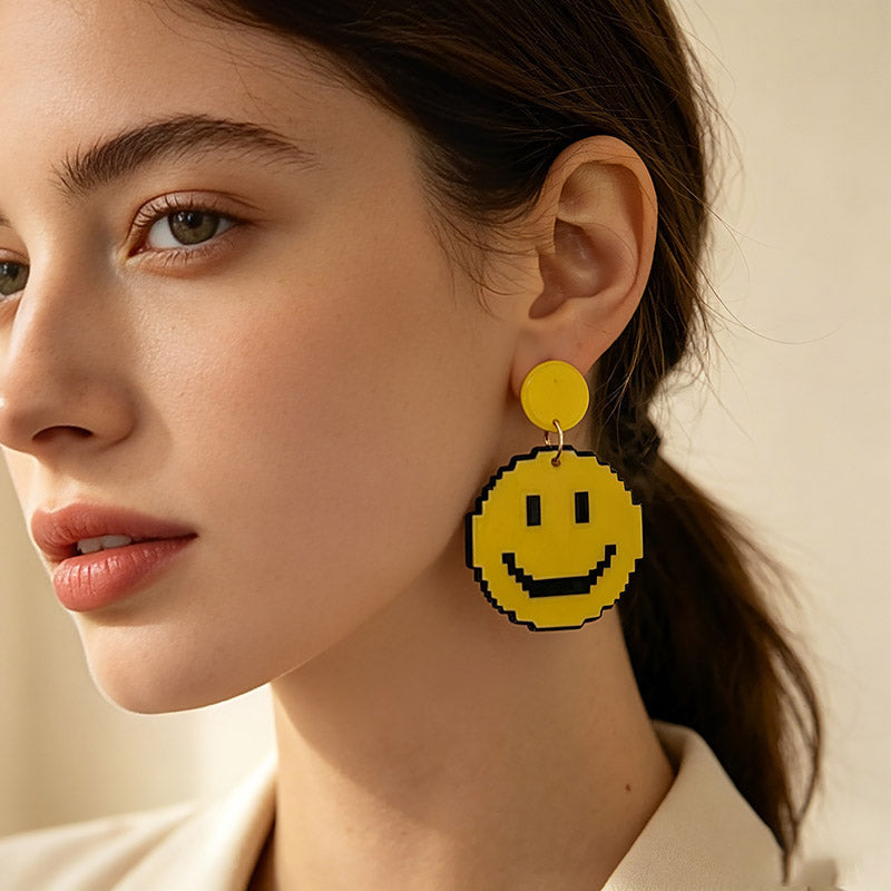 Geometric Three-dimensional Acrylic Stud Earrings In IG Style With 0.01µm Coating Thickness And Titanium Steel Ear Pins For Women