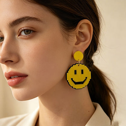 Geometric Three-dimensional Acrylic Stud Earrings In IG Style With 0.01µm Coating Thickness And Titanium Steel Ear Pins For Women