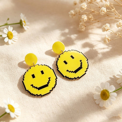Geometric Three-dimensional Acrylic Stud Earrings In IG Style With 0.01µm Coating Thickness And Titanium Steel Ear Pins For Women