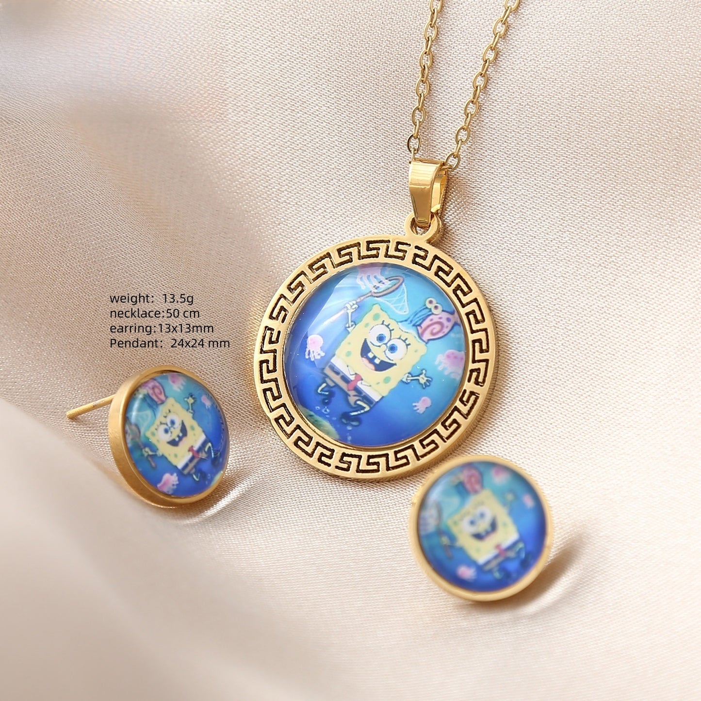 Cartoon Style Pendant Set In 304 Stainless Steel With 18K Real Gold Electroplated Finish