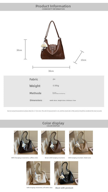 Women’s Square Splicing Tote Bag In PU Leather Featuring Sewing Thread Design, Perfect For Autumn