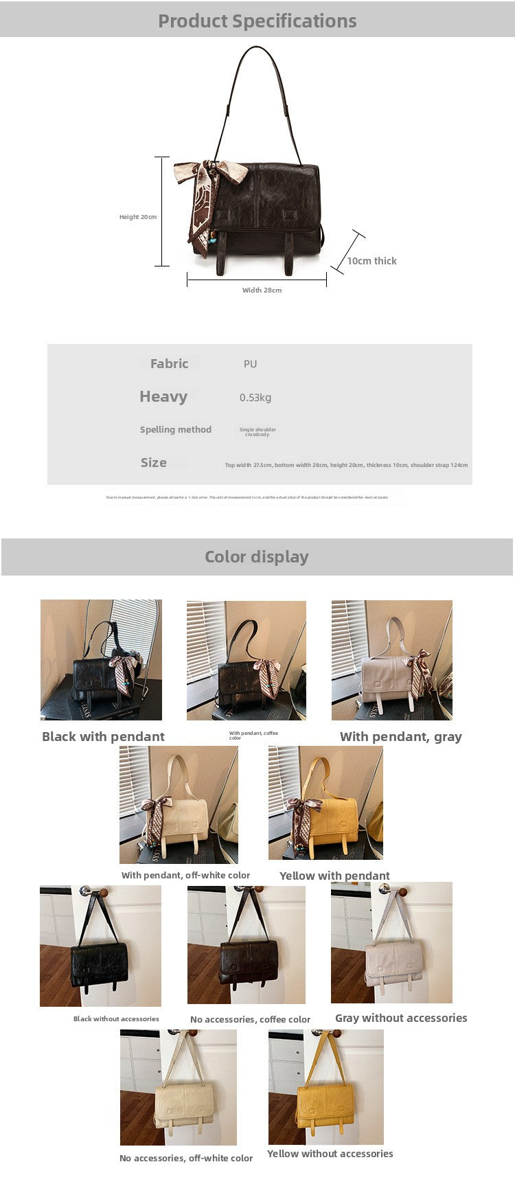 Women’s Square Splicing Messenger Bag In PU Leather Featuring Sewing Thread With Single Shoulder Strap