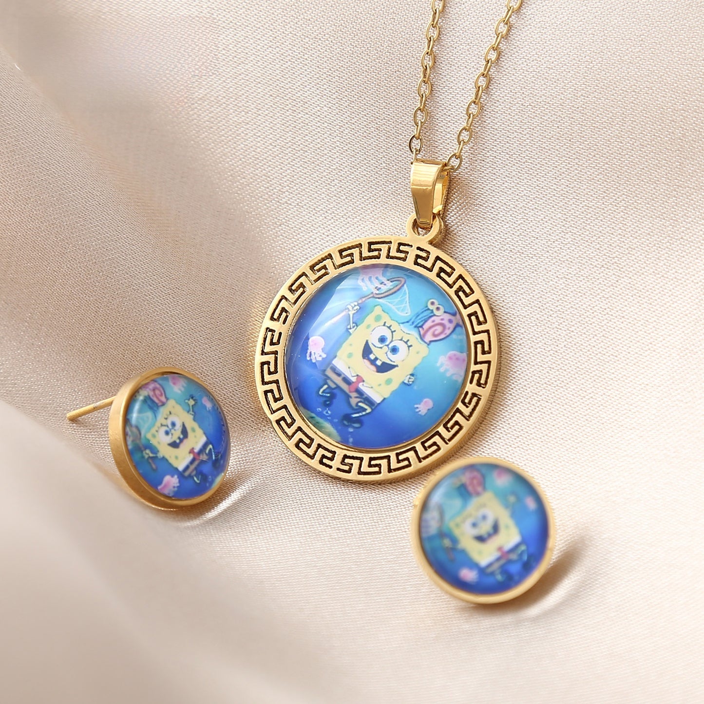 Cartoon Style Pendant Set In 304 Stainless Steel With 18K Real Gold Electroplated Finish