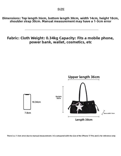 Women’s Square Splicing Tote Bag With Sewing Thread Detail, Made Of Polyester, Featuring Single Shoulder Strap