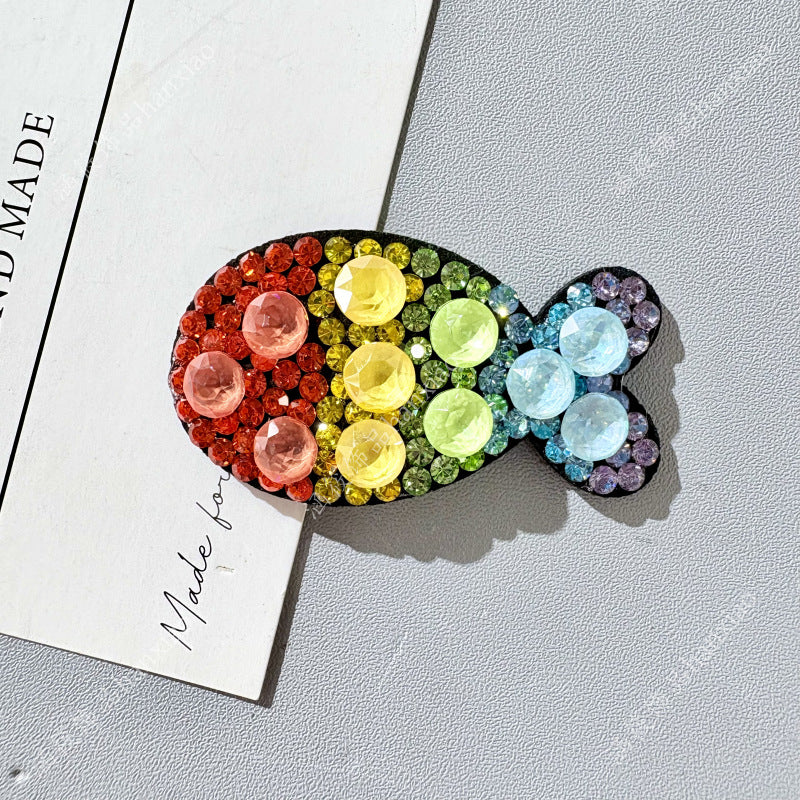 Original Design Fish BB Clips Hairpin For Women With Rhinestones In Purple