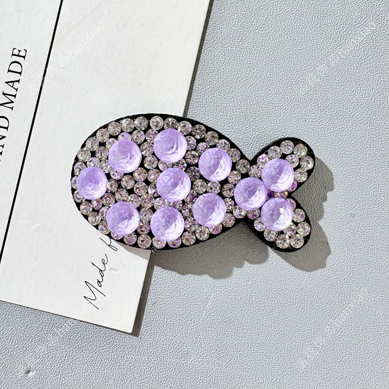 Original Design Fish BB Clips Hairpin For Women With Rhinestones In Purple
