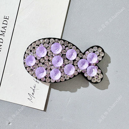 Original Design Fish BB Clips Hairpin For Women With Rhinestones In Purple