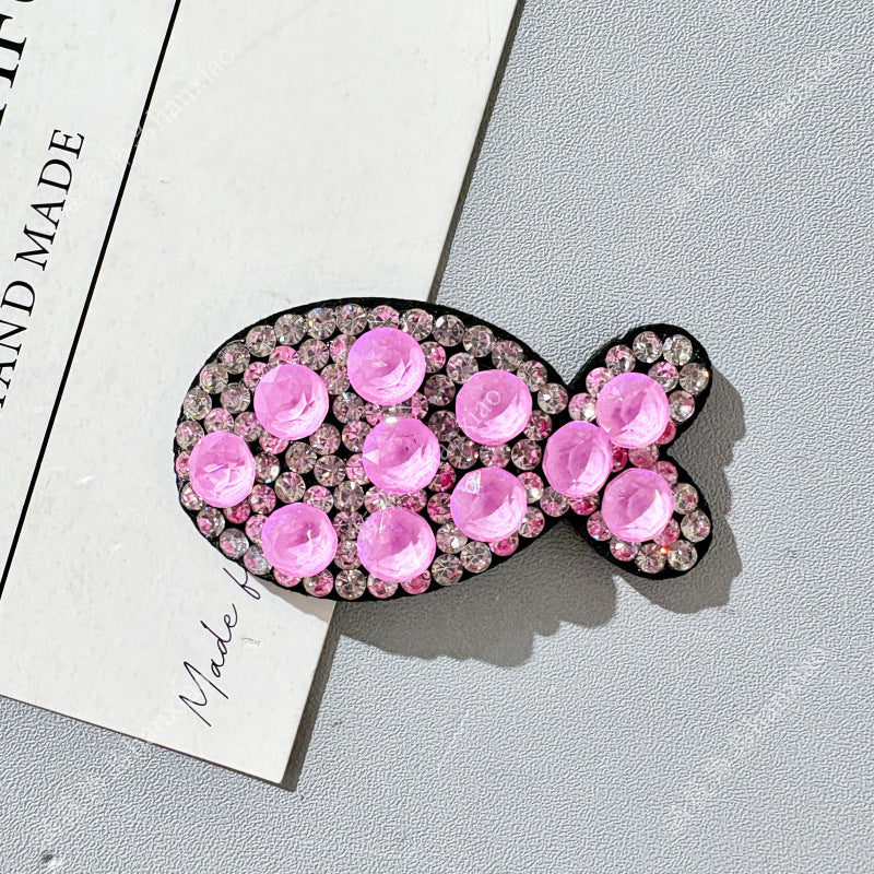 Original Design Fish BB Clips Hairpin For Women With Rhinestones In Purple